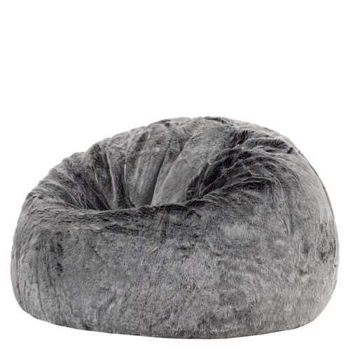 Pouf Poire Icon Fausse Fourrure Gris Loup, Salon, Chambre, 85 X 85cm