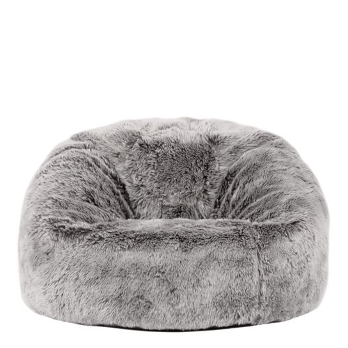 Pouf Poire Enfant Icon Fausse Fourrure Gris Loup, Chambre, Salon, 65 X 65cm