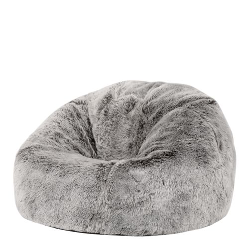 Pouf Poire Enfant Icon Fausse Fourrure Gris Loup, Chambre, Salon, 65 X 65cm