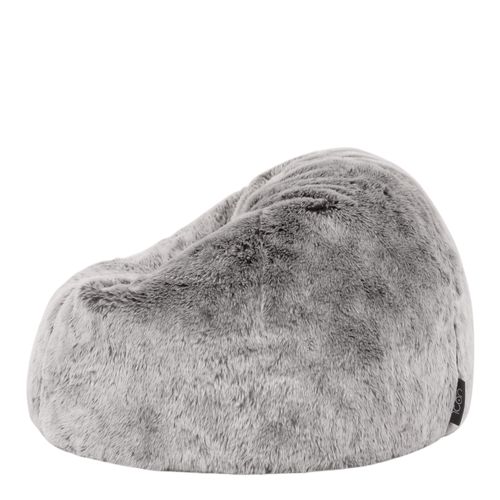 Pouf Poire Enfant Icon Fausse Fourrure Gris Loup, Chambre, Salon, 65 X 65cm