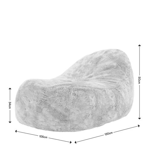 Pouf Icon Fausse Fourrure Gris Loup, Chambre, Salon, 110 X 95cm