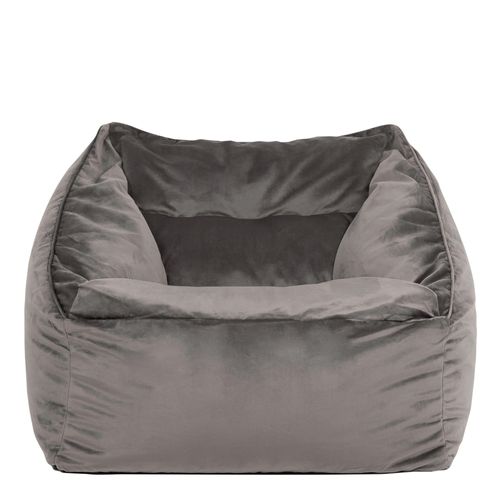 Pouf Fauteuil Natalia Velours Gris Anthracite, Salon, Chambre, 100 X 88cm