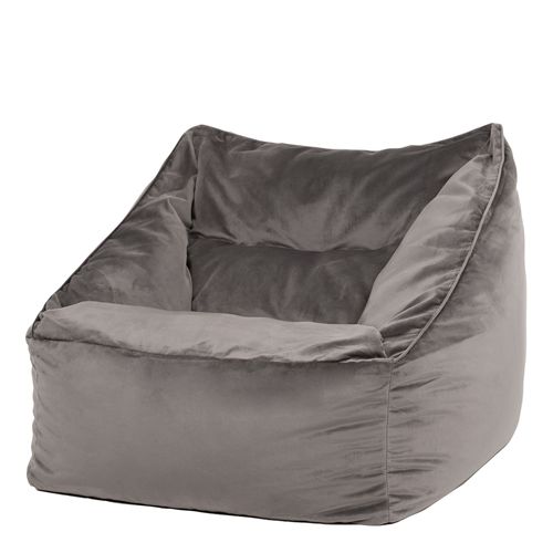 Pouf Fauteuil Natalia Velours Gris Anthracite, Salon, Chambre, 100 X 88cm