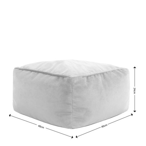 Repose-pieds Amara Carré Velours Bleu Canard, Salon, 40 X 40cm