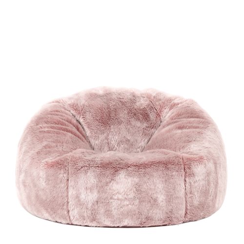 Pouf Poire Enfant Icon Fausse Fourrure Rose Poudré, Chambre, Salon, 65 X 65cm
