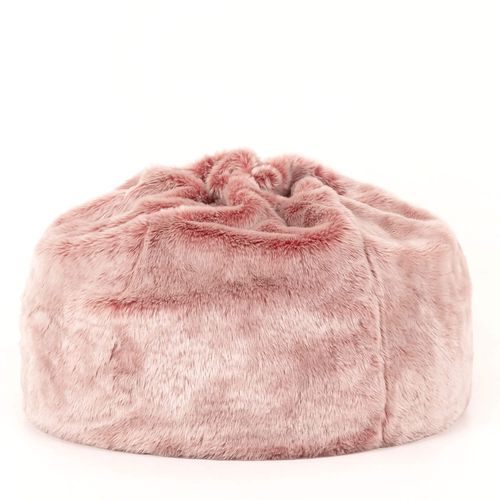 Pouf Poire Enfant Icon Fausse Fourrure Rose Poudré, Chambre, Salon, 65 X 65cm