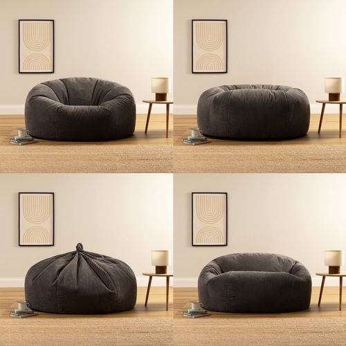 Pouf Soul Géant Canapé Icon Velours Côtelé Gris Anthracite, 130 X 116 X 57cm