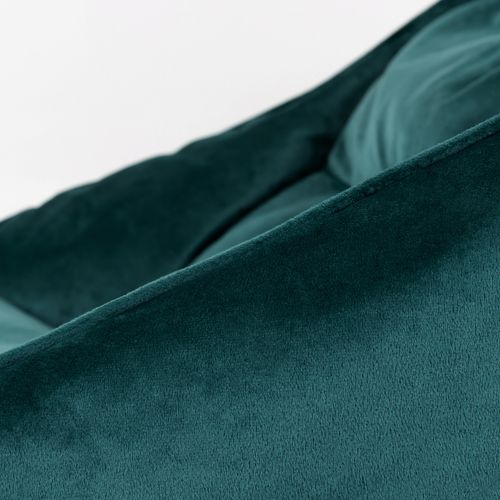 Pouf Fauteuil Natalia Avec Repose-pied Carré Icon Velours Bleu Canard, 88 X 100cm