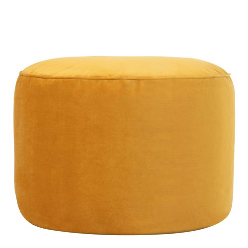 Pouf Rond Milano Velours Jaune Ocre, 55 X 55cm