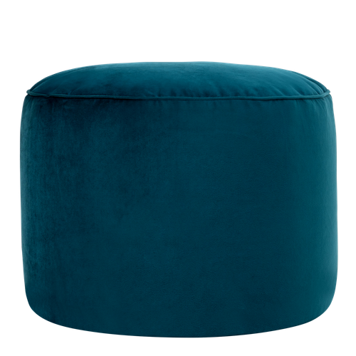 Pouf Rond Milano Velours Bleu Canard, 55 X 55cm
