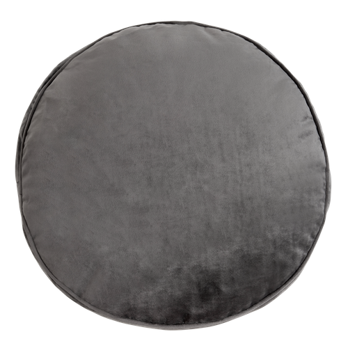 Pouf Rond Milano Velours Gris Anthracite, 55 X 55cm