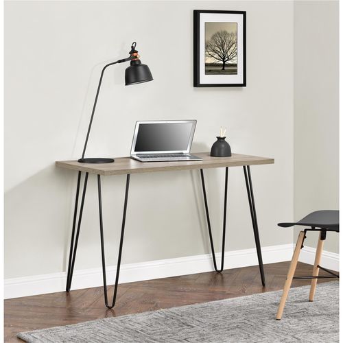 Owen - Bureau En Effet Chêne Avec Cadre En Métal Noir