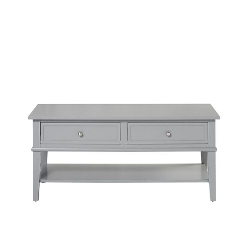 Franklin - Table Basse Avec 2 Tiroirs En Mélaminé Gris