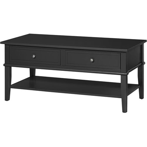 Franklin - Table Basse Avec 2 Tiroirs En Mélaminé Noir