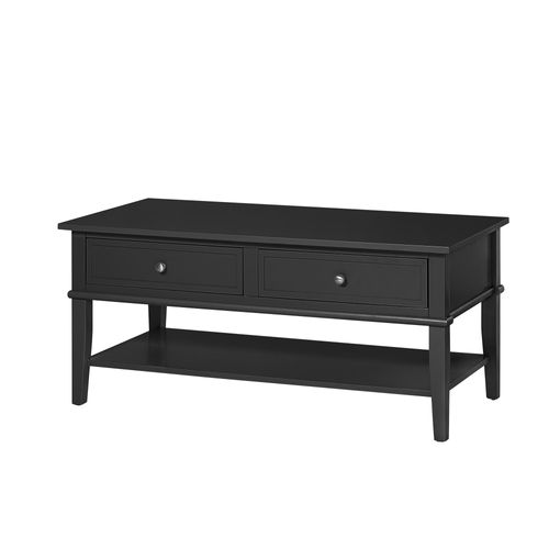 Franklin - Table Basse Avec 2 Tiroirs En Mélaminé Noir