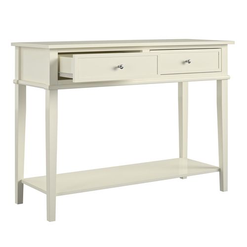 Franklin-table Console Avec 2 Tiroirs En Mélaminé Blanc