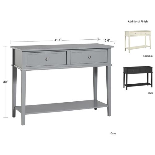Franklin-table Console Avec 2 Tiroirs En Mélaminé Gris