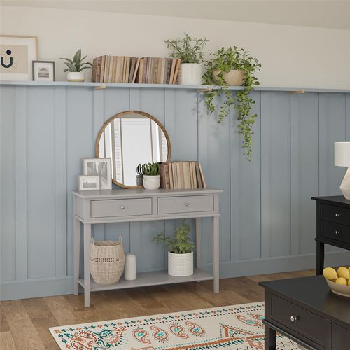 Franklin-table Console Avec 2 Tiroirs En Mélaminé Gris