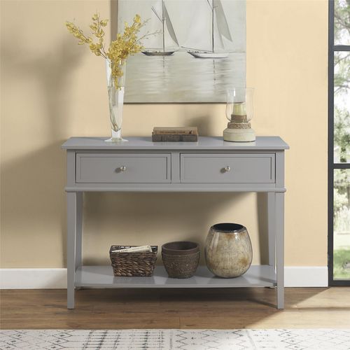 Franklin-table Console Avec 2 Tiroirs En Mélaminé Gris