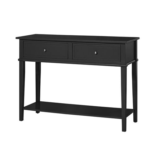 Franklin - Table Console Avec 2 Tiroirs En Mélaminé Noir