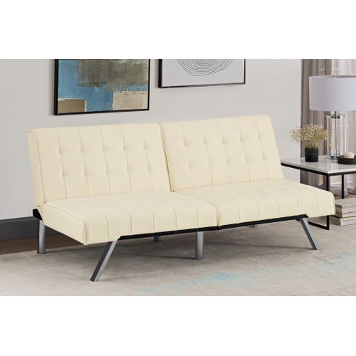 Emily-canapé-lit Avec Dossier Divisé En Pu Vanille