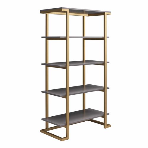 Camila-bibliothèque Avec 5 Étagères En Mélaminé Gris Graphite