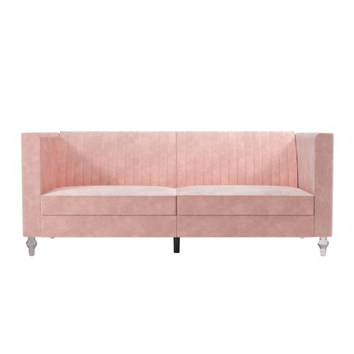 Arabelle-canapé-lit 3 Places En Velours Rose