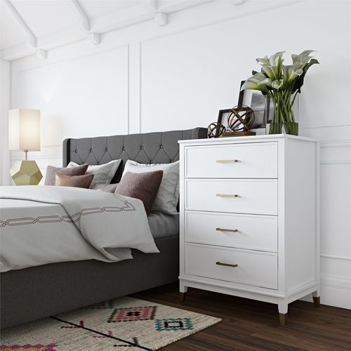 Westerleigh - Commode Avec 4 Tiroirs En Effet Bois Blanc