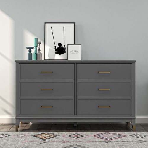 Westerleigh - Commode Avec 6 Tiroirs En Mélaminé Gris Graphite