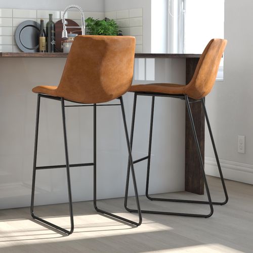 Bowden-tabouret De Bar En Simili Caramel