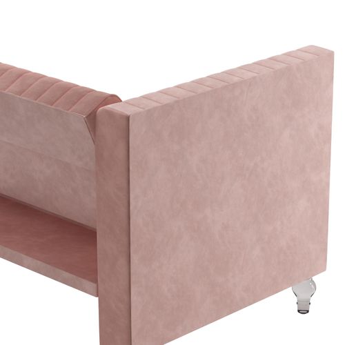 Liberty-canapé-lit 3 Places Avec Méridienne En Tissu Rose