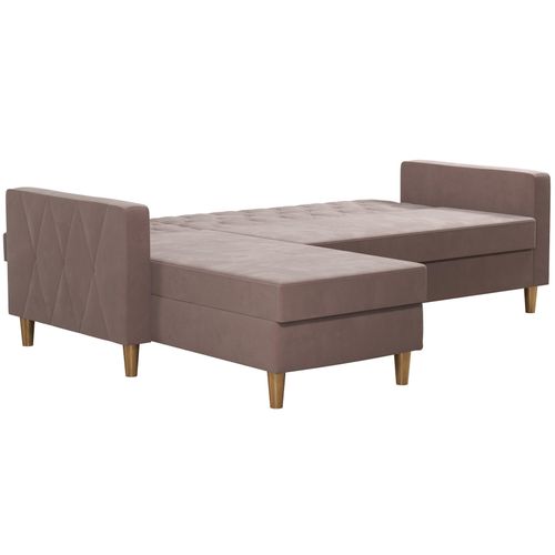 Liberty-canapé-lit 3 Places Avec Méridienne En Tissu Rose