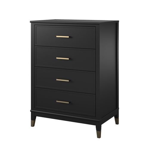 Westerleigh - Commode Avec 4 Tiroirs En Effet Bois Noir