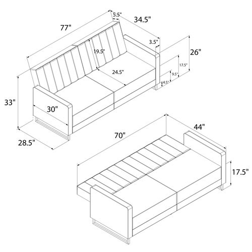 Skylar-canapé-lit 3 Places En Velours Vert