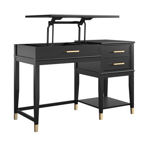 Westerleigh - Bureau D'ordinateur Avec Plateau Élévateur En Mélaminé Noir