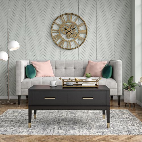 Westerleigh - Table Basse Avec Plateau Relevable En Mélaminé Noir