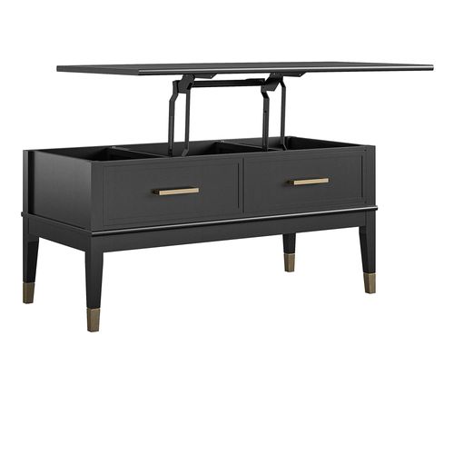 Westerleigh - Table Basse Avec Plateau Relevable En Mélaminé Noir