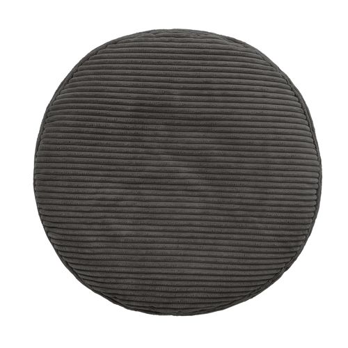 Pouf Repose-pied Frankie Rond, Velours Côtelé Gris Anthracite, Salon, 55 X 55cm