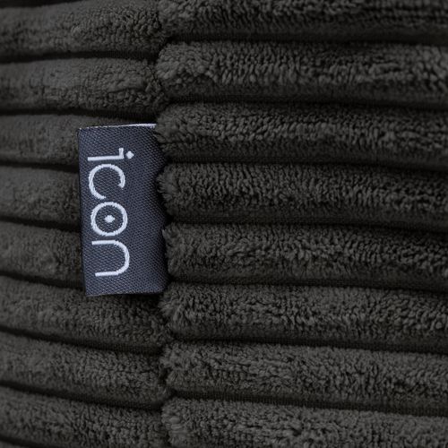 Pouf Repose-pied Frankie Rond, Velours Côtelé Gris Anthracite, Salon, 55 X 55cm