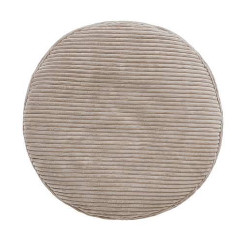 Pouf Repose-pied Frankie Rond, Velours Côtelé Beige Galet, Salon, 55 X 55cm