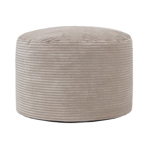 Pouf Repose-pied Frankie Rond, Velours Côtelé Beige Galet, Salon, 55 X 55cm