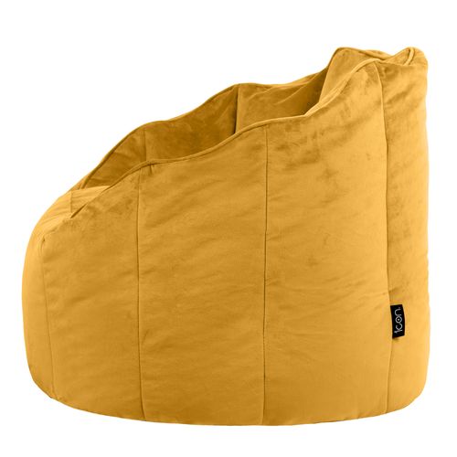 Pouf Fauteuil Sirena Velours Jaune Ocre, Salon, Chambre, 77 X 74cm