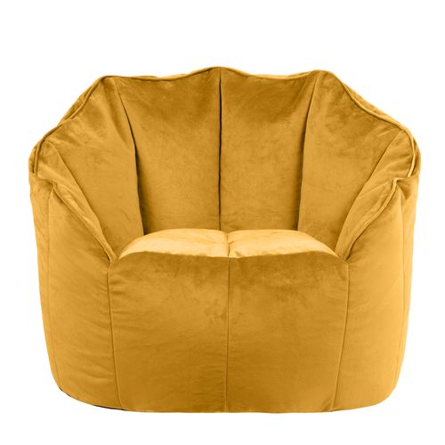 Pouf Fauteuil Sirena Velours Jaune Ocre, Salon, Chambre, 77 X 74cm