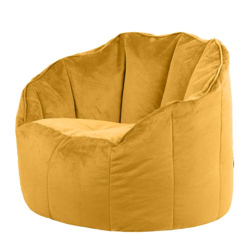 Pouf Fauteuil Sirena Velours Jaune Ocre, Salon, Chambre, 77 X 74cm