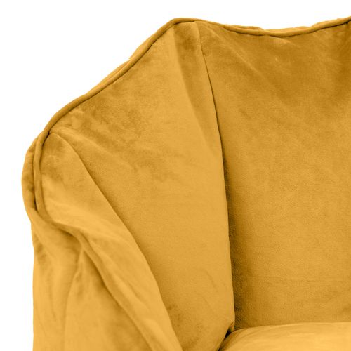 Pouf Fauteuil Sirena Velours Jaune Ocre, Salon, Chambre, 77 X 74cm