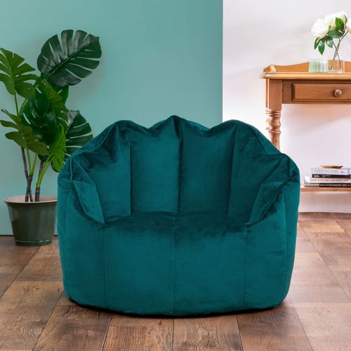 Pouf Fauteuil Sirena Velours Bleu Canard, Salon, Chambre, 77 X 74cm