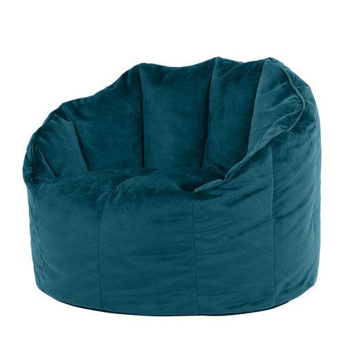Pouf Fauteuil Sirena Velours Bleu Canard, Salon, Chambre, 77 X 74cm