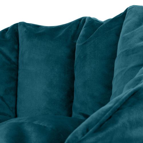 Pouf Fauteuil Sirena Velours Bleu Canard, Salon, Chambre, 77 X 74cm
