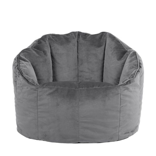 Pouf Fauteuil Sirena Velours Gris Anthracite, Salon, Chambre, 77 X 74cm