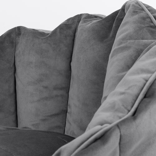 Pouf Fauteuil Sirena Velours Gris Anthracite, Salon, Chambre, 77 X 74cm